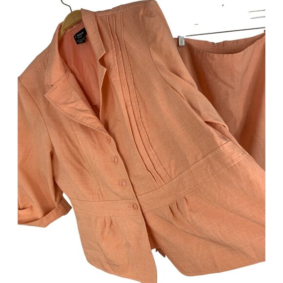 T. Milano 2-Piece Peplum & Pleat Skirt Suit 20W Summer Peach RAA10417 - Picture 2 of 11